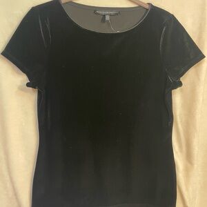 White House Black Market Black Velvet Short Sleeve Top